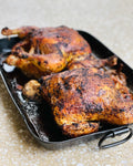 full grilled chicken roast solid steel oven tray pan cooking natural non stick no teflon family dinner fire cooking 